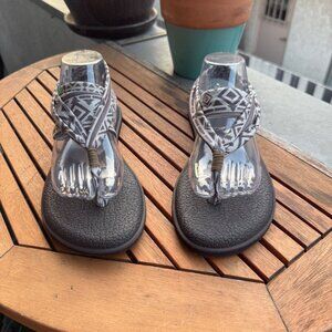 Sanuk Womens Yoga Sling 2 Sandals Size 10Black Geometric Pattern Comfortable Fli